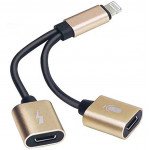 Wholesale New 2-in-1 IP Lighting iOS Splitter Adapter with Charge Port and Headphone Jack for iPhone, iDevice (Champagne Gold)